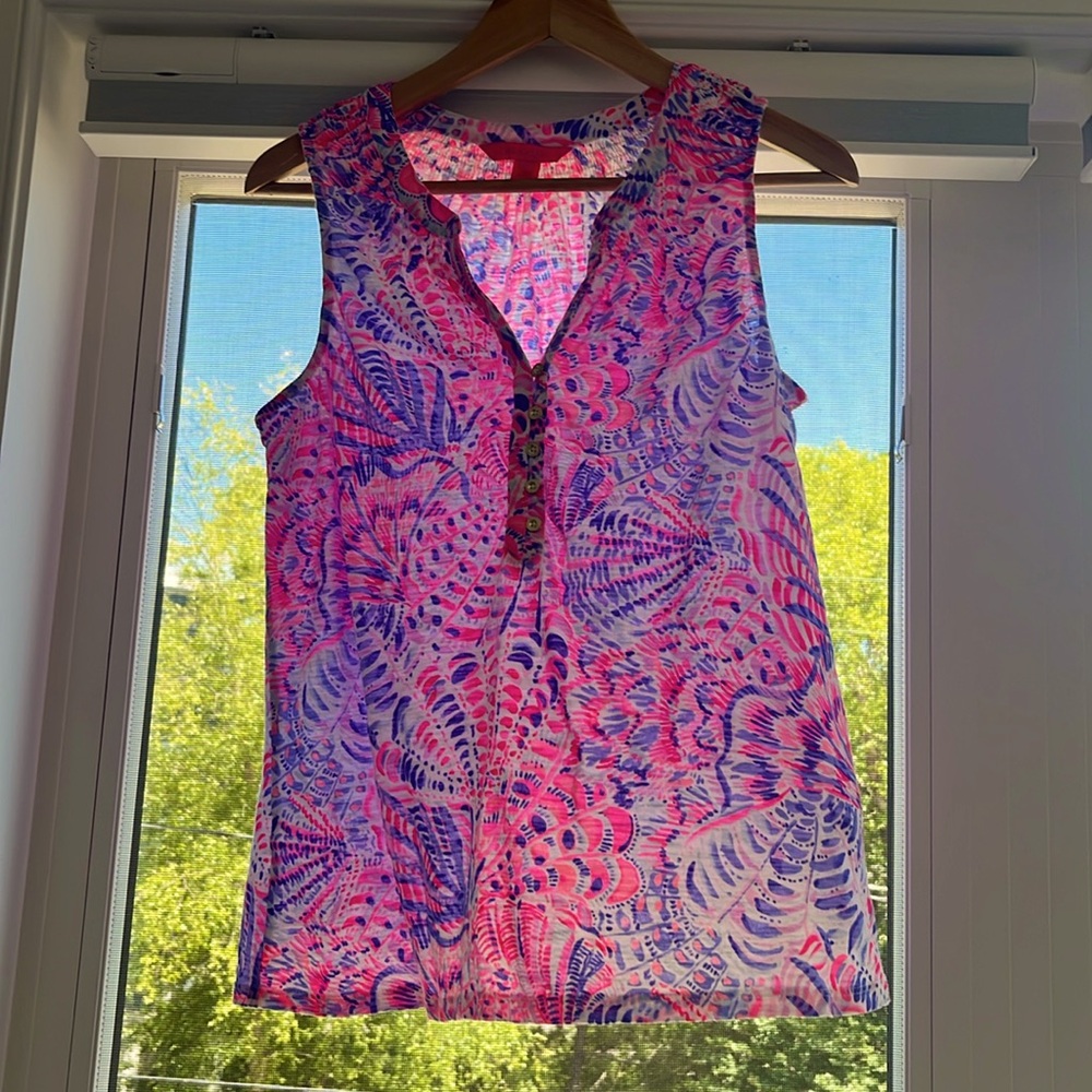 Lilly Pulitzer Like New Essie Tank Top Pink and Purple Size L